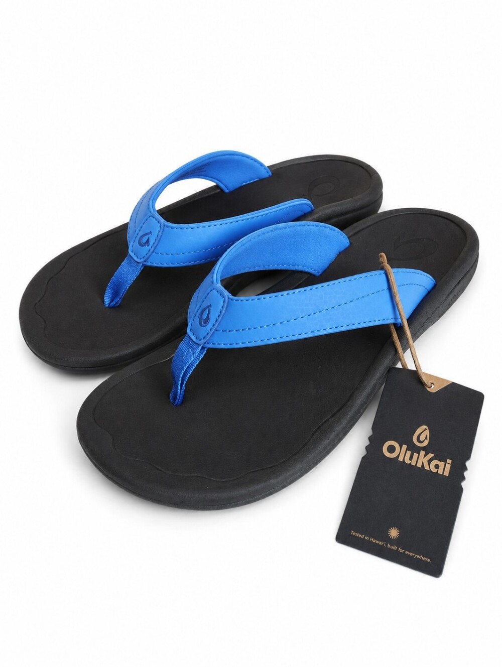 OluKai Ohana Women's Sandals Size 7 Blue Black Flip Flops Water Resistant NWT